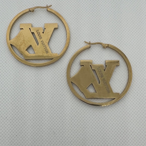 Earrings Luxury Gold and Pink Logo Hoop Earrings Absolutely Gorgeous 😻💯 - Picture 2 of 5